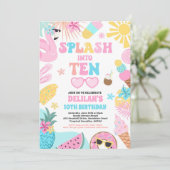 10歳の誕生日トロピカルビーチパーティーに飛び込め！ 招待状 (スタンド正面)