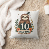 10歳の誕生日ナマケモノ レトロなワイルドワンTシャツ クッション (ブランケット)