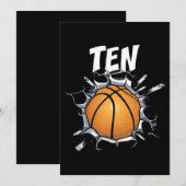 10歳の誕生日バスケットボールパーティー 招待状 (正面/裏面)