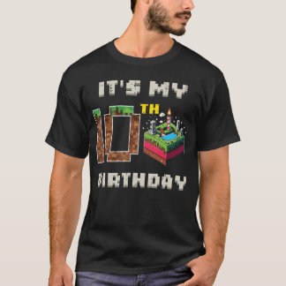 10歳の誕生日パイルゲーム10ケーキゲーマー男子キッズ Tシャツ