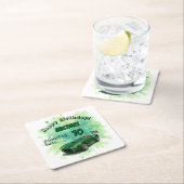 10歳の誕生日パーティグリーンレーシングカー スクエアペーパーコースター (インサイチュ)