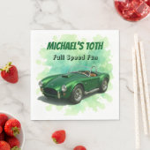 10歳の誕生日パーティグリーンレーシングカー スタンダードランチョンナプキン (インサイチュ)