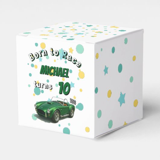 10歳の誕生日パーティグリーンレーシングカー フェイバーボックス (正面サイド)