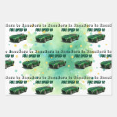 10歳の誕生日パーティグリーンレーシングカー ラッピングペーパーシート (正面3)