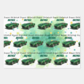 10歳の誕生日パーティグリーンレーシングカー ラッピングペーパーシート (正面2)