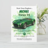 10歳の誕生日パーティグリーンレーシングカー 招待状 (スタンド正面)