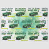 10歳の誕生日パーティグリーンレーシングカー 薄葉紙 (正面)