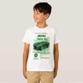 10歳の誕生日パーティグリーンレーシングカー Tシャツ (正面フル)