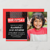 10歳の誕生日パーティーの写真 赤  招待状 (正面/裏面)