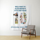 10歳の誕生日パーティー写真コラージュ背景 タペストリー (インサイチュ)