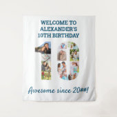 10歳の誕生日パーティー写真コラージュ背景 タペストリー (正面)