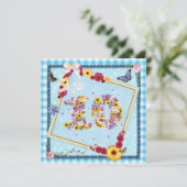 10歳の誕生日パーティー招待状 花と蝶 招待状 (スタンド正面)