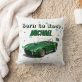 10歳の誕生日パーティー用グリーン・レーシングカー クッション (ブランケット)
