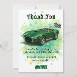 10歳の誕生日パーティー グリーン レース カー サンキューカード
