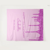 10歳の誕生日パーティー ピンクグリッター垂れ目 ガール タペストリー (正面(横))