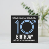 10歳の誕生日パーティー モダンな青と黒 W689 招待状 (スタンド正面)