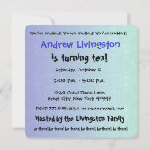 10歳の誕生日パーティー 現代的な青と黒 B451A 招待状 (裏面)