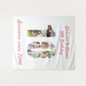 10歳の誕生日パーティー 10枚の写真コラージュ 背景 タペストリー (正面(横))