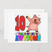 10歳の誕生日パーティーDabbing Pig - 10歳のギル ポストカード (正面/裏面)