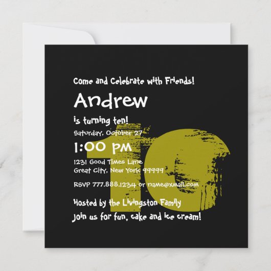 10歳の誕生日パーティーZ02グランジB 招待状 (裏面)