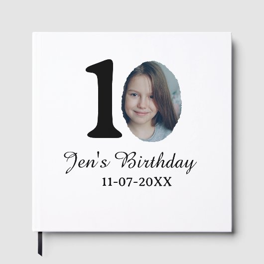 10歳の誕生日フォト　お名前　日付　太字 ゲストブック (正面)