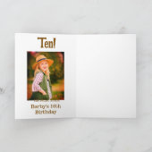10歳の誕生日フォト 名前 日付 シンプル ブラウン ベージュ b カード (内部)