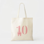 10歳の誕生日プレゼント ピンクの蝶リボン トートバッグ (正面)