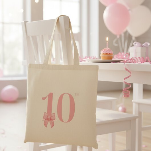 10歳の誕生日プレゼント ピンクの蝶リボン トートバッグ