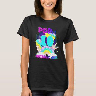 10歳の誕生日ユニコーン フィジットトイ ポップイット 誕生日女の子 Tシャツ