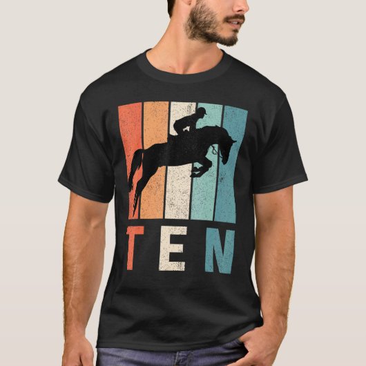 10歳の誕生日レトロ馬の騎手少年少女10歳 Tシャツ (正面)