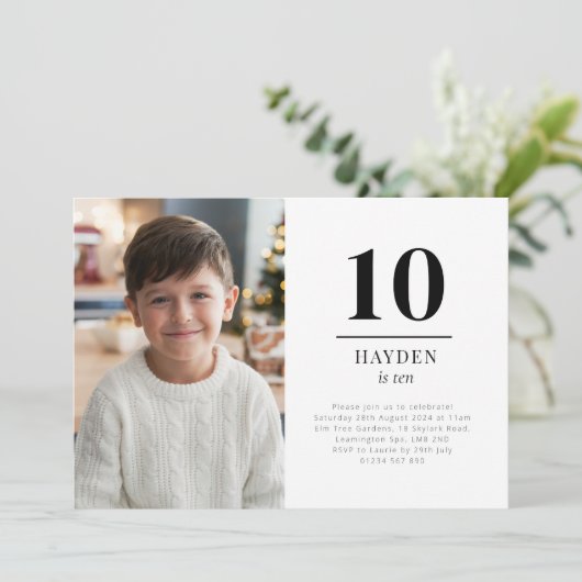 10歳の誕生日写真招待状 招待状 (スタンド正面)