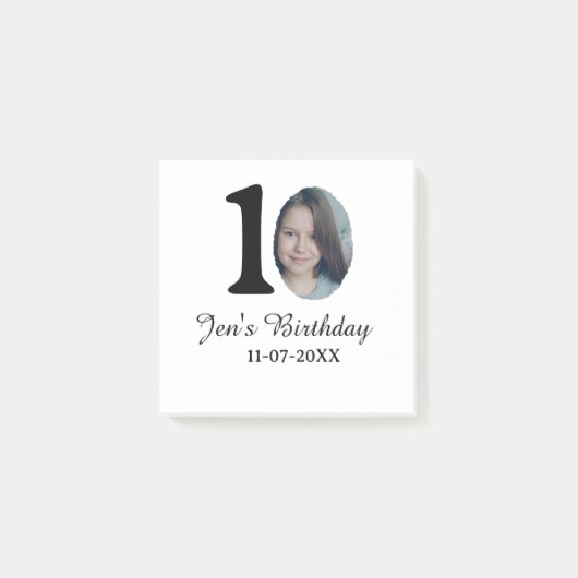 10歳の誕生日写真 太文字 子供の名前 日付入り ポストイット (正面)