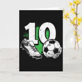10歳の誕生日少年サッカープレーヤーフットボール 10歳 カード (黄色い花)