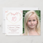 10歳の誕生日招待状ボホフローラ写真 招待状 (正面)