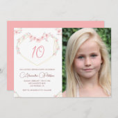 10歳の誕生日招待状ボホフローラ写真 招待状 (正面/裏面)