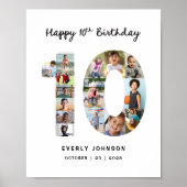 10歳の誕生日記念のフォトコラージュポスター(8X10インチ) ポスター (正面)