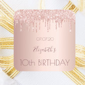 10歳の誕生日赤面バラ金ゴールドドライブ名 スクエアシール