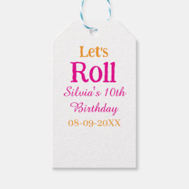 10歳の誕生日転がを楽しもう一つ名前レトロなピンク ギフトタグ