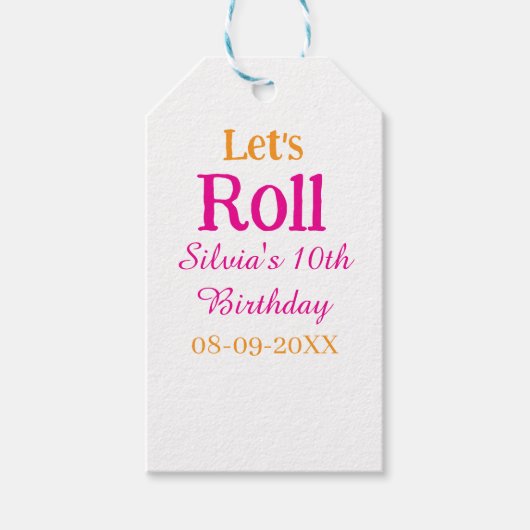10歳の誕生日転がを楽しもう一つ名前レトロなピンク ギフトタグ (正面)