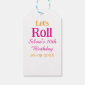 10歳の誕生日転がを楽しもう一つ名前レトロなピンク ギフトタグ (裏面)