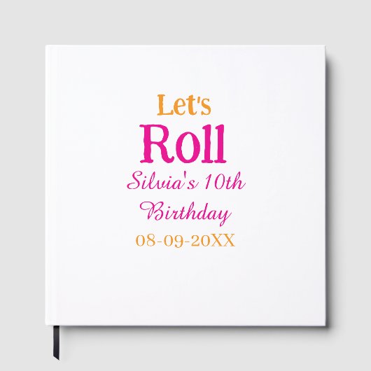 10歳の誕生日転がを楽しもう一つ名前レトロなピンク ゲストブック (正面)