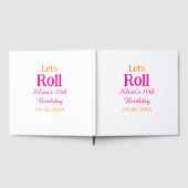 10歳の誕生日転がを楽しもう一つ名前レトロなピンク ゲストブック (全面)