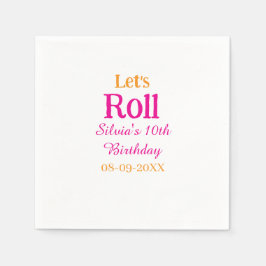 10歳の誕生日転がを楽しもう一つ名前レトロなピンク スタンダードカクテルナプキン