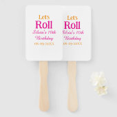 10歳の誕生日転がを楽しもう一つ名前レトロなピンク ハンドファン (正面&裏面)