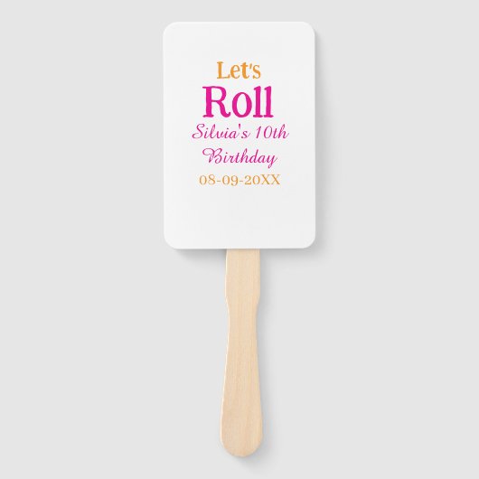 10歳の誕生日転がを楽しもう一つ名前レトロなピンク ハンドファン (正面)