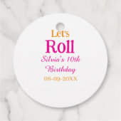 10歳の誕生日転がを楽しもう一つ名前レトロなピンク フェイバータグ (裏面)