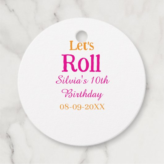 10歳の誕生日転がを楽しもう一つ名前レトロなピンク フェイバータグ (正面)