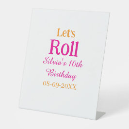 10歳の誕生日転がを楽しもう一つ名前レトロなピンク 台座サイン