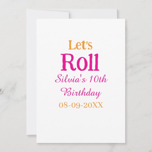 10歳の誕生日転がを楽しもう一つ名前レトロなピンク 招待状 (正面)