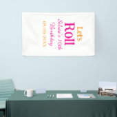 10歳の誕生日転がを楽しもう一つ名前レトロなピンク 横断幕 (トレードショー)